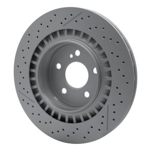 Mercedes-Benz CLK63 AMG Brake Rotor (1) - Rear - R1 Concepts - GEOSPEC Coated Rotor - Drilled & Slotted - `05-`11